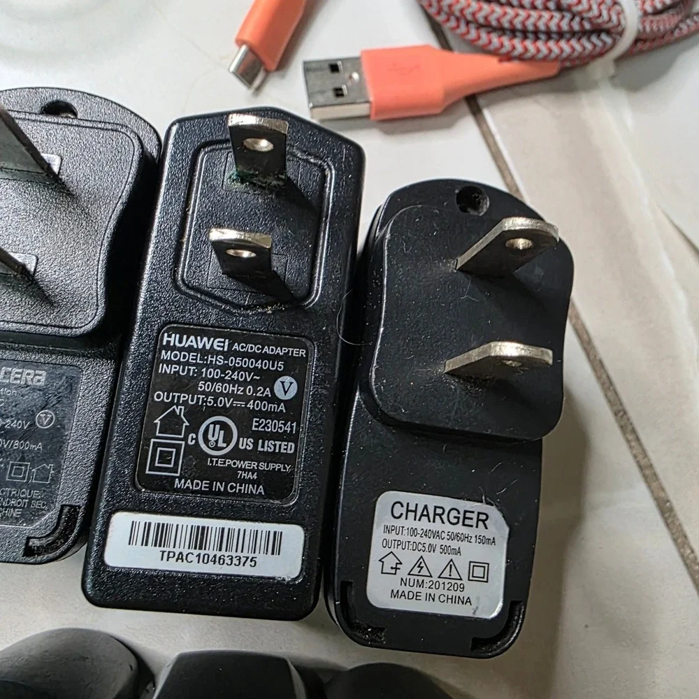 10 USB Wall Charger Adapters 3 Cables‎ Huawei Kyocera ZTE Schok UMX Mixed W4